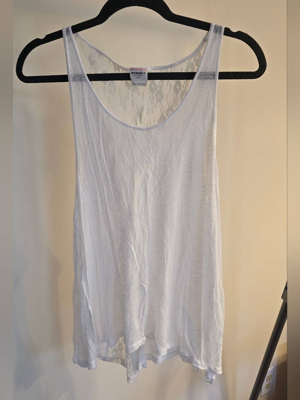 Free People White Lace-Back Flow Tank